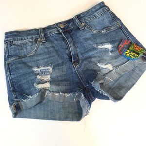 JustUSA Cuffed Hem Distressed Cutoff Shorts Small